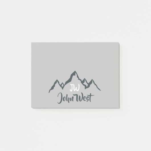Gezeichnet Bergkette personalisierbare Monogramm Post-it Klebezettel (Vorderseite)