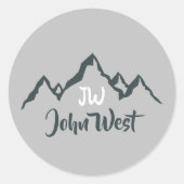 Gezeichnet Bergkette personalisierbare Monogramm Runder Aufkleber (Vorderseite)