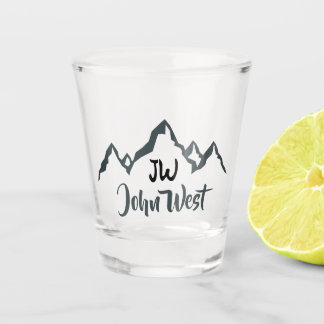 Gezeichnet Bergkette personalisierbare Monogramm Schnapsglas