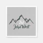 Gezeichnet Bergkette personalisierbare Monogramm Serviette (Vorderseite)