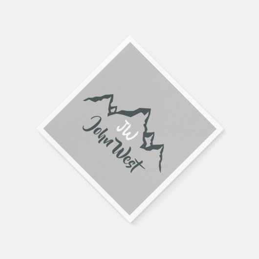 Gezeichnet Bergkette personalisierbare Monogramm Serviette (Ecke)