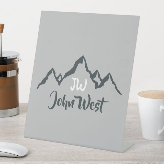 Gezeichnet Bergkette personalisierbare Monogramm Sockelschild (In Situ)