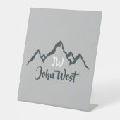 Gezeichnet Bergkette personalisierbare Monogramm Sockelschild (Vorderseite)