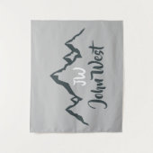 Gezeichnet Bergkette personalisierbare Monogramm Wandteppich (Vorderseite)