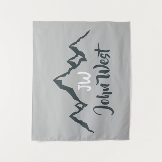 Gezeichnet Bergkette personalisierbare Monogramm Wandteppich (Vorderseite)