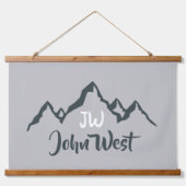 Gezeichnet Bergkette personalisierbare Monogramm Wandteppich Mit Holzrahmen (Vorne)