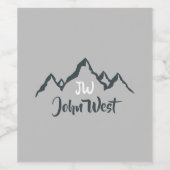 Gezeichnet Bergkette personalisierbare Monogramm Weinetikett (Einzelnes Label)