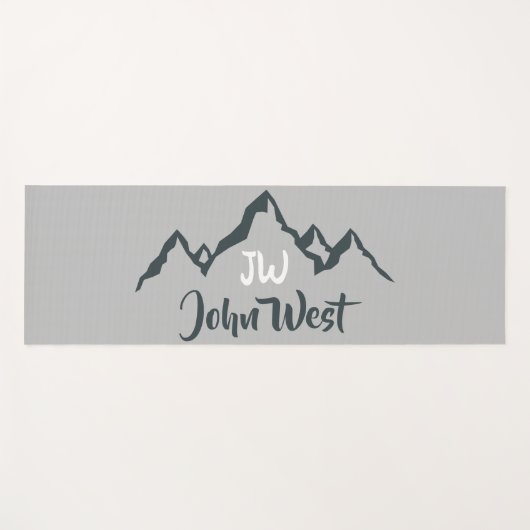Gezeichnet Bergkette personalisierbare Monogramm Yogamatte (Vorderseite (Horizontal))