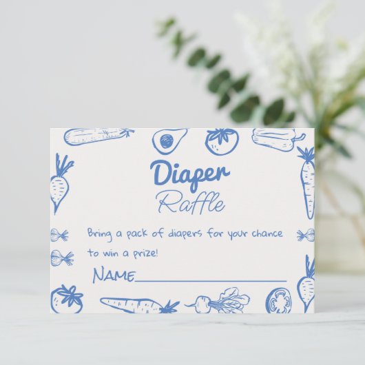 Gezeichnet Blue Grown Baby Boy Diaper Raffle Begleitkarte (Stehend Vorderseite)