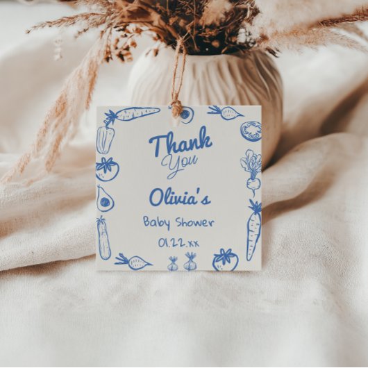 Gezeichnet Blue Grown Vegie Baby Boy Shower Geschenkanhänger