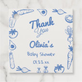 Gezeichnet Blue Grown Vegie Baby Boy Shower Geschenkanhänger (Vorderseite)