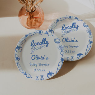 Gezeichnet Blue Grown Vegie Baby Boy Shower Pappteller
