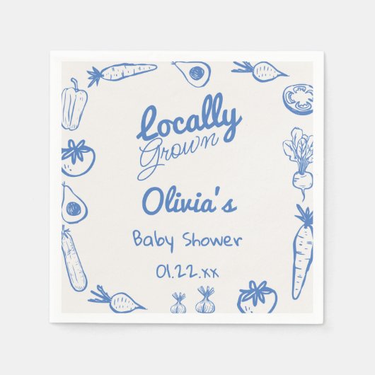 Gezeichnet Blue Grown Vegie Baby Boy Shower Serviette (Vorderseite)