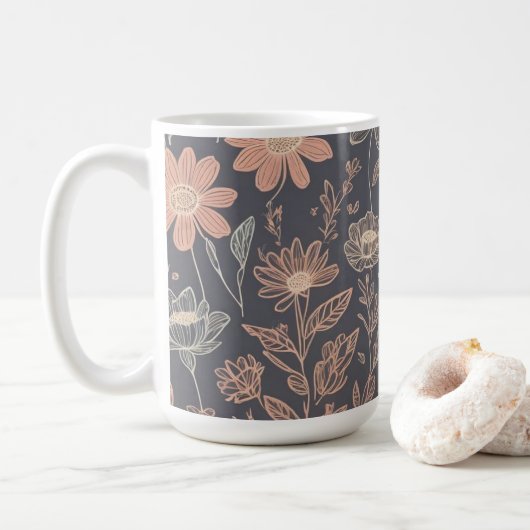 gezeichnet Blume für niedliche Illustrationsgrafik Kaffeetasse (Mit Donut)