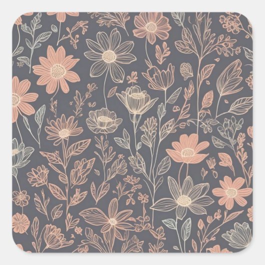 gezeichnet Blume für niedliche Illustrationsgrafik Quadratischer Aufkleber (Vorderseite)