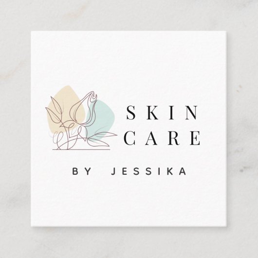 Gezeichnet Blume Rose Linie Art Skincare Clean Bas Quadratische Visitenkarte (Vorderseite)