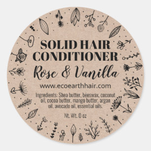 Gezeichnet Blume Solid Hair Conditioner Bar Labels Runder Aufkleber