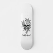 Gezeichnet Blumenschmuck Skelett Gotisches Elegant Skateboard (Vorne)