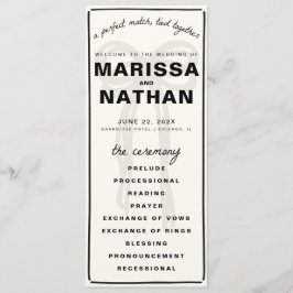 Gezeichnet Bow-Hochzeitsprogramm Programm