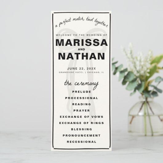 Gezeichnet Bow-Hochzeitsprogramm Programm (Stehend Vorderseite)