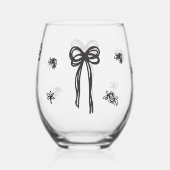 Gezeichnet Bow Wedding Weinglas Ohne Stiel (Rückseite)