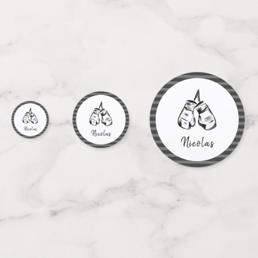 Gezeichnet Boxhandschuhe Design gestreift Personal Konfetti (Rückseiten)