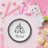 Gezeichnet Boxhandschuhe Design gestreift Personal Pappteller (Party)