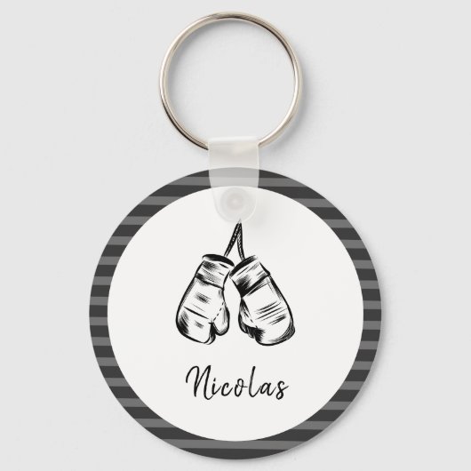 Gezeichnet Boxhandschuhe Design gestreift Personal Schlüsselanhänger (Vorderseite)