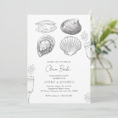 Gezeichnet Champagne Clam Bake Engagement Party Einladung (Stehend Vorderseite)