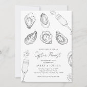 Gezeichnet Champagne & Oysters Roast Engagement Pa Einladung (Vorderseite)