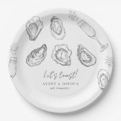 Gezeichnet Champagne & Oysters Roast Engagement Pa Pappteller (Vorderseite)