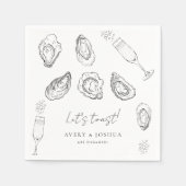 Gezeichnet Champagne & Oysters Roast Engagement Pa Serviette (Vorderseite)