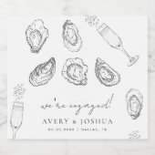 Gezeichnet Champagne & Oysters Roast Verlobung Gef Schaumweinetikett (Einzelnes Label)