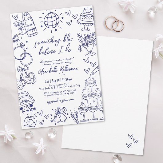 Gezeichnet etwas Blau, bevor ich Brautparty Einladung