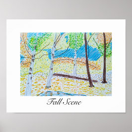 Gezeichnet Falllandschaft Poster