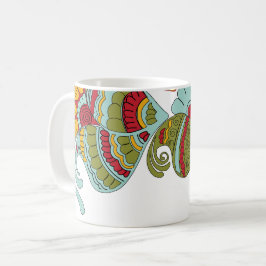 Gezeichnet Farbkaffeemaschine Tasse
