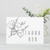 Gezeichnet Floral II Spray Vielen Dank Dankeskarte (Stehend Vorderseite)