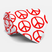 Gezeichnet Friedenssymbol - rot auf Weiß Krawatte (Gerollt)