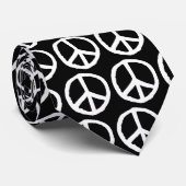 Gezeichnet Friedenssymbol - Weiß auf Schwarz Krawatte (Gerollt)