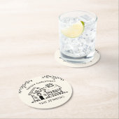 Gezeichnet Funny Merry Christmas Gingerbread House Runder Pappuntersetzer (Vor Ort)