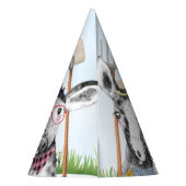 Gezeichnet Geburtstagsfeiertag von Nutztieren Partyhütchen (Rückseite)