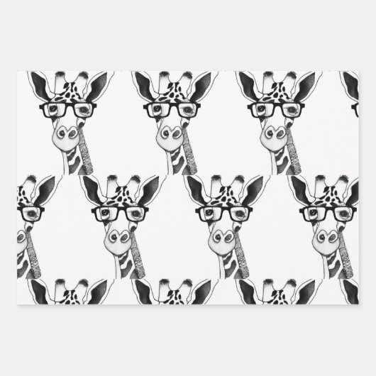 Gezeichnet Giraffe mit Brillenumschlagpapier Geschenkpapier Set (Vorderseite 3)