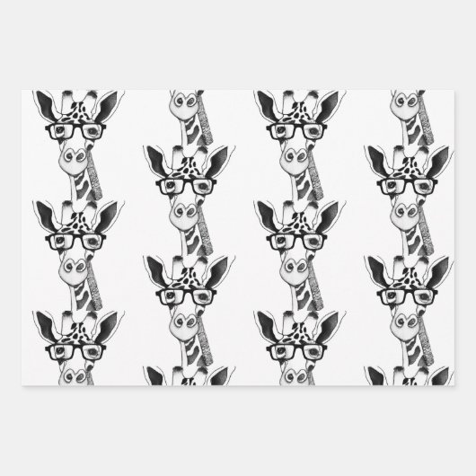 Gezeichnet Giraffe mit Brillenumschlagpapier Geschenkpapier Set (Vorderseite 2)