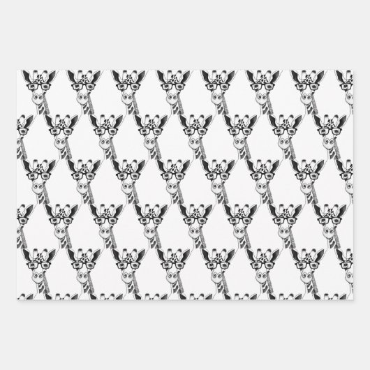 Gezeichnet Giraffe mit Brillenumschlagpapier Geschenkpapier Set (Vorderseite)