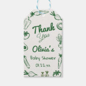 Gezeichnet grüne Gemüsepflanze Kinderdusche Geschenkanhänger (Vorderseite)