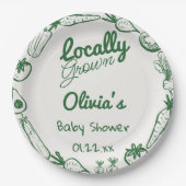 Gezeichnet grüne Gemüsepflanze Kinderdusche Pappteller (Vorderseite)