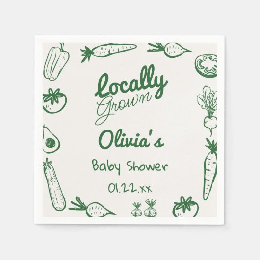 Gezeichnet grüne Gemüsepflanze Kinderdusche Serviette (Vorderseite)