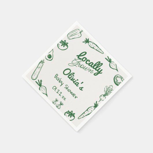 Gezeichnet grüne Gemüsepflanze Kinderdusche Serviette (Ecke)