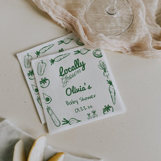 Gezeichnet grüne Gemüsepflanze Kinderdusche Serviette