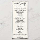 Gezeichnet Hochzeit Programm (Rückseite)